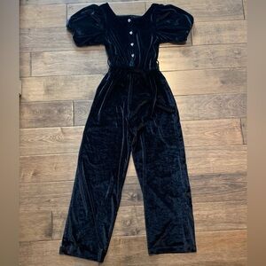 Zara Girls Black Crushed Velvet Jumpsuit – Size 13–14 new